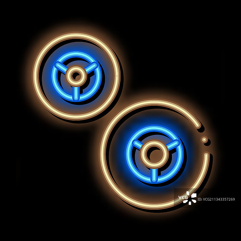 卡丁车轮霓虹灯发光图标图片素材