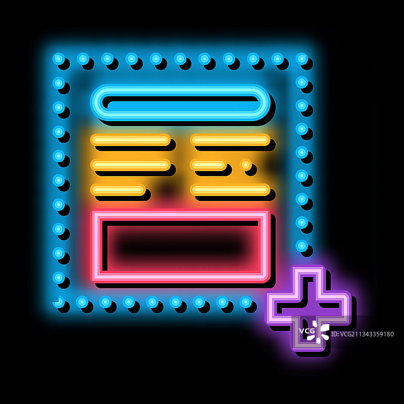 网站上添加新文章霓虹灯发光图标图片素材