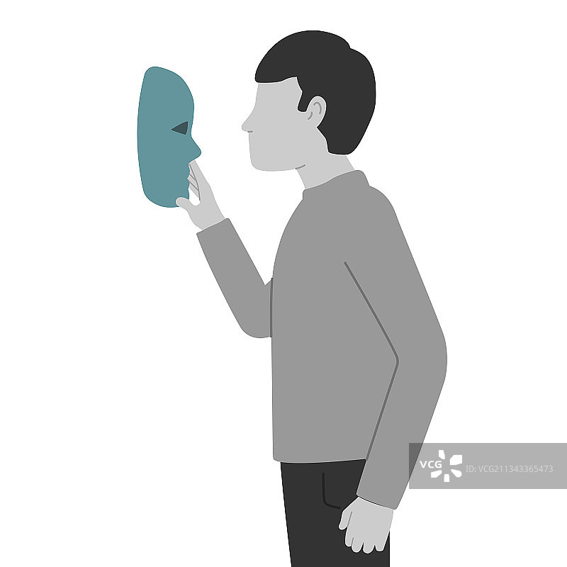 男人手持戏剧面具图片素材