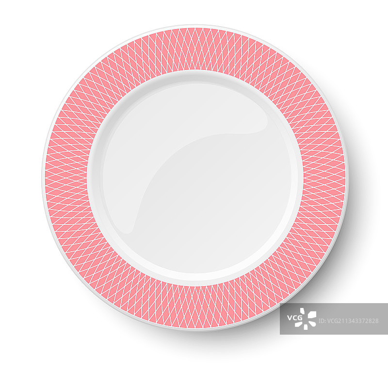 带玫瑰图案的经典白色空盘图片素材