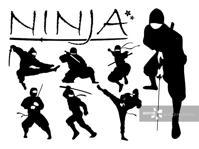 忍者剪影合集图片素材