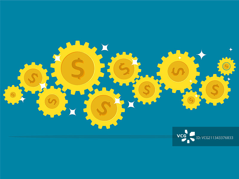 齿轮机制和金币金融机制图片素材