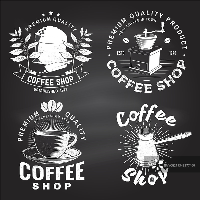 咖啡店logo徽章模版套装图片素材