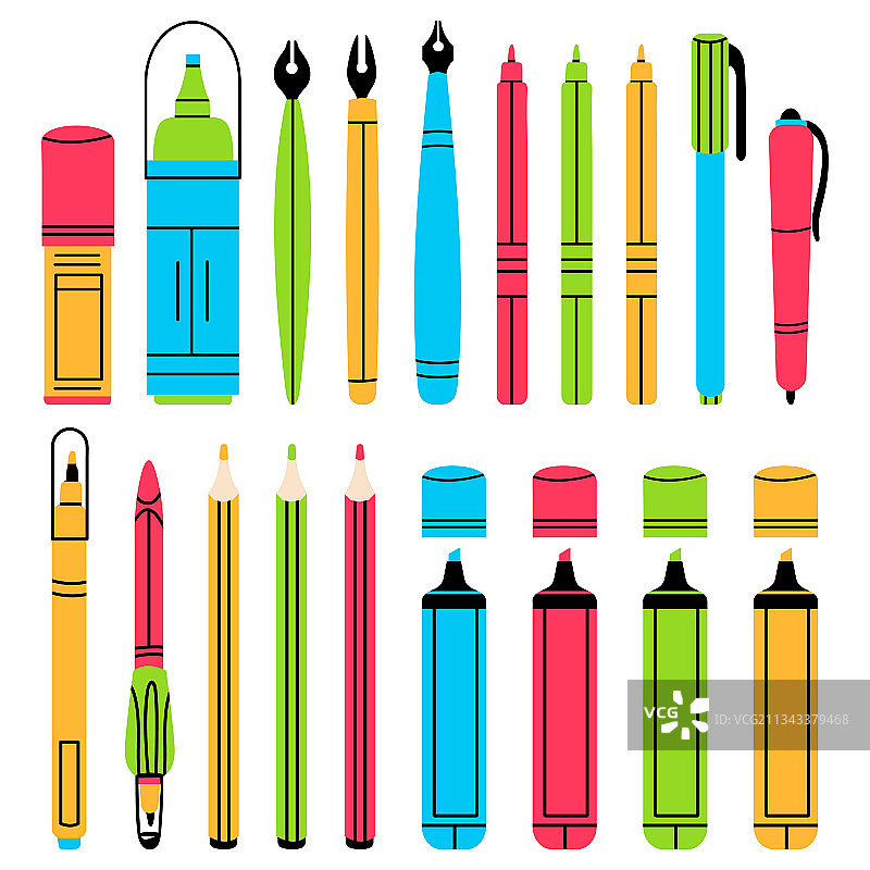 手绘办公文具图片素材