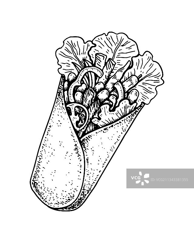 手绘墨西哥卷饼（草图风格）图片素材