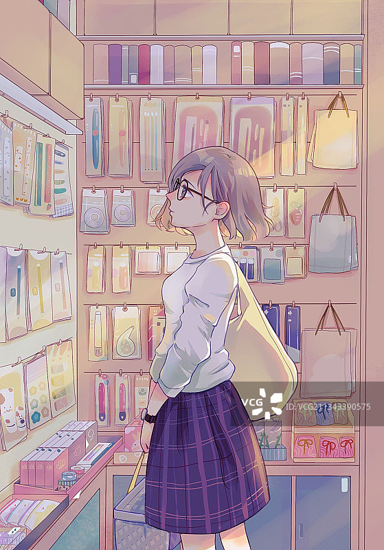 插画温暖文具店图片素材
