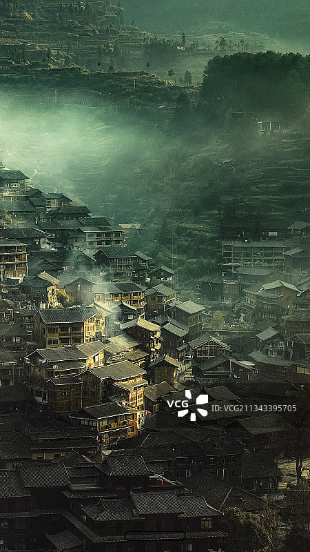 千户苗寨的清晨图片素材