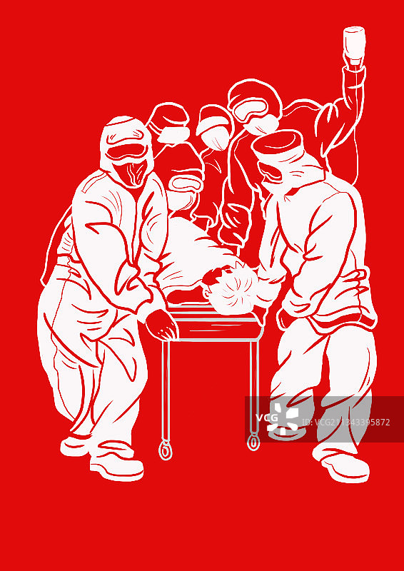 抗疫瞬间剪纸插画图片素材