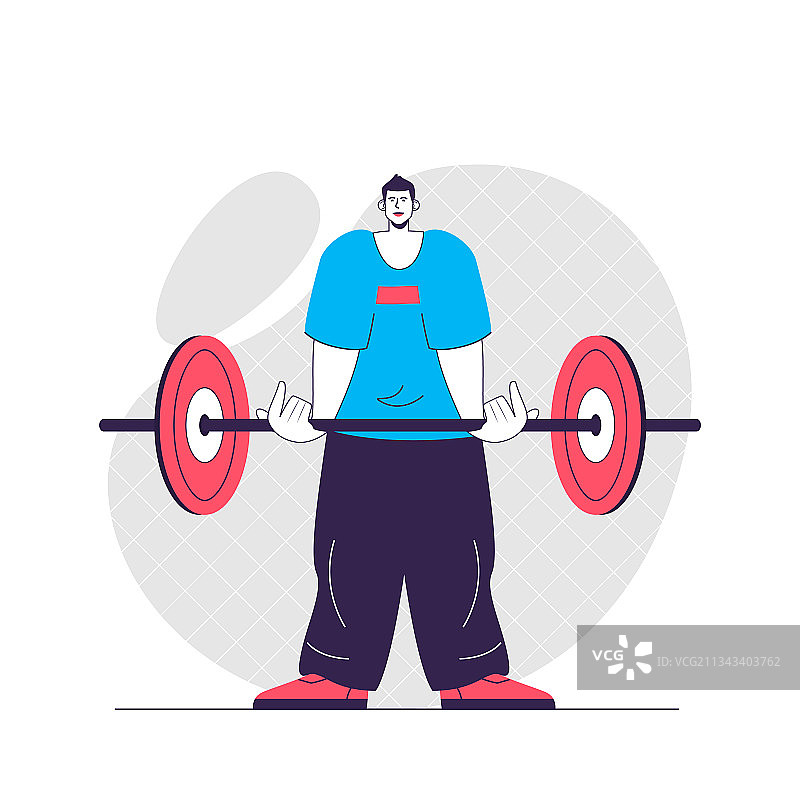 健身网页概念：举杠铃的男人图片素材
