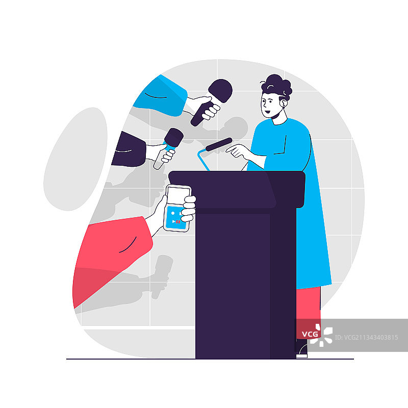 新闻网络概念女性在新闻发布会上发言图片素材