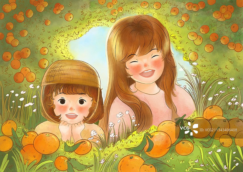 摘橘记图片素材