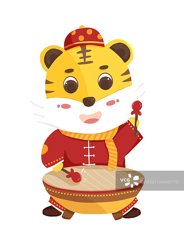 2022虎年小老虎的春节卡通形象系列插画图片素材