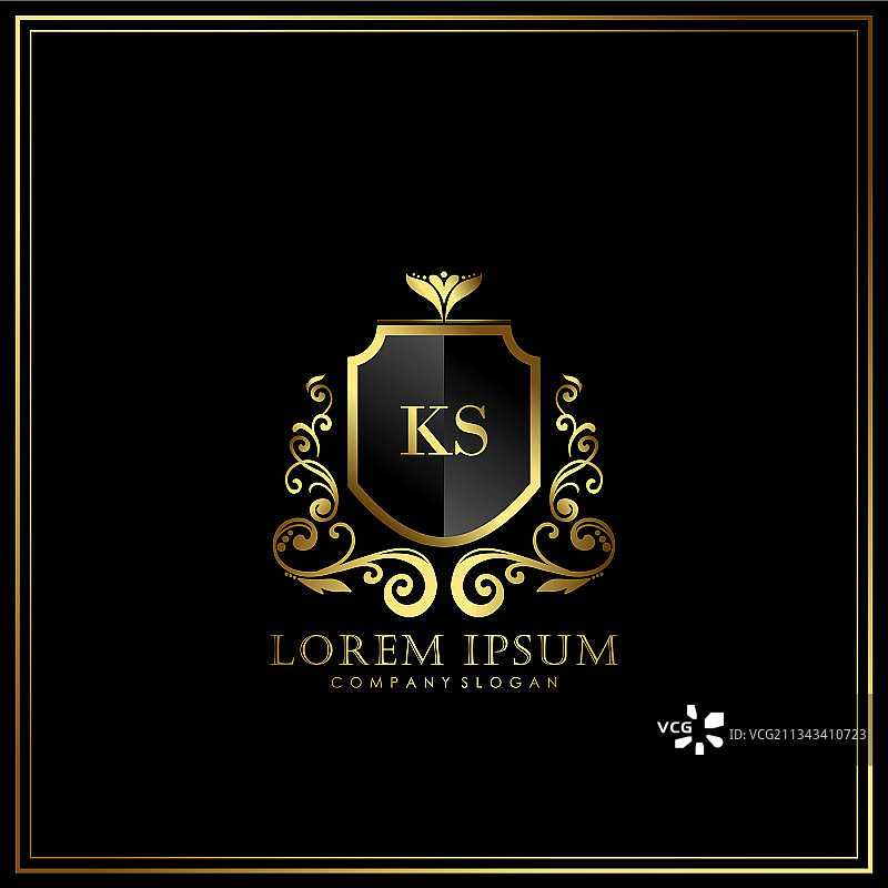 KS首字母豪华艺术标志模板图片素材