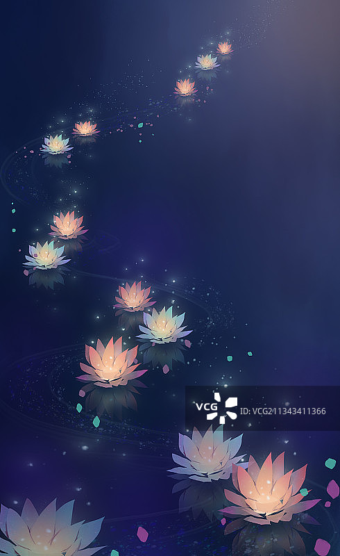 荷花灯 竖图片素材