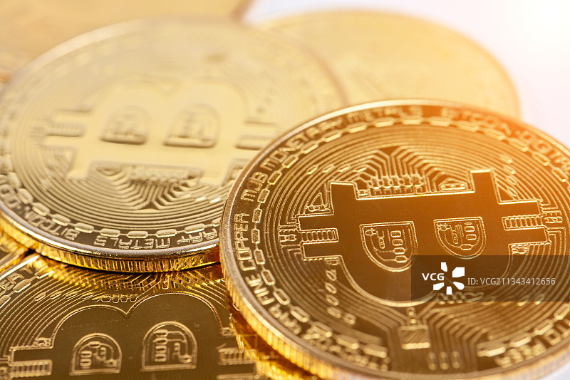 静物比特币特写图片素材
