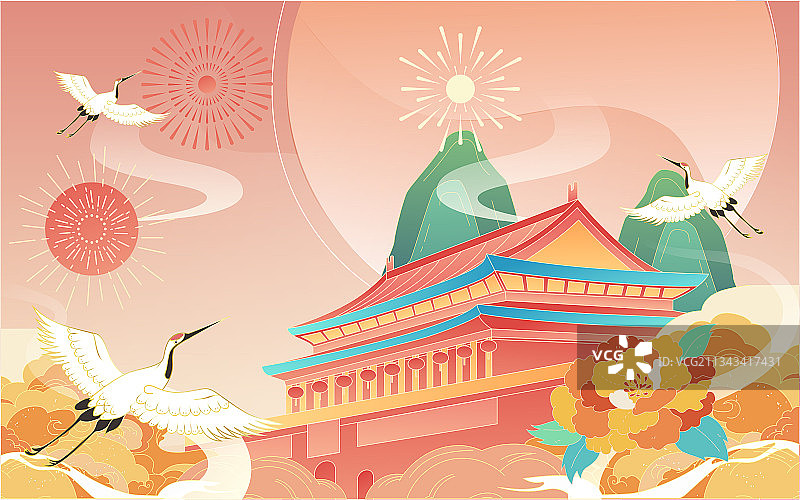 国庆节海报国庆长假黄金周城市景点旅游插画图片素材