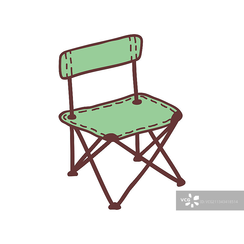 手绘露营椅彩色草图图片素材