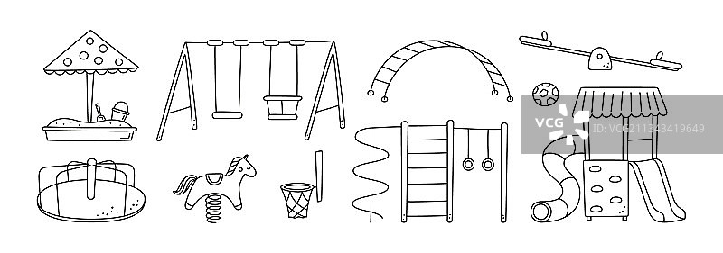 手绘儿童游乐场秋千图片素材