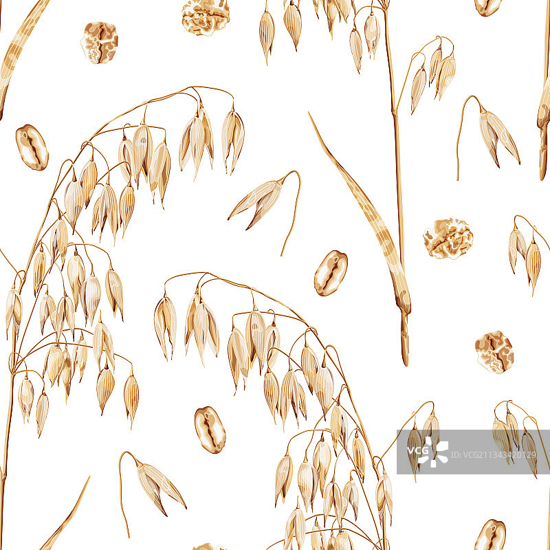 成熟大麦枝无缝图案图片素材