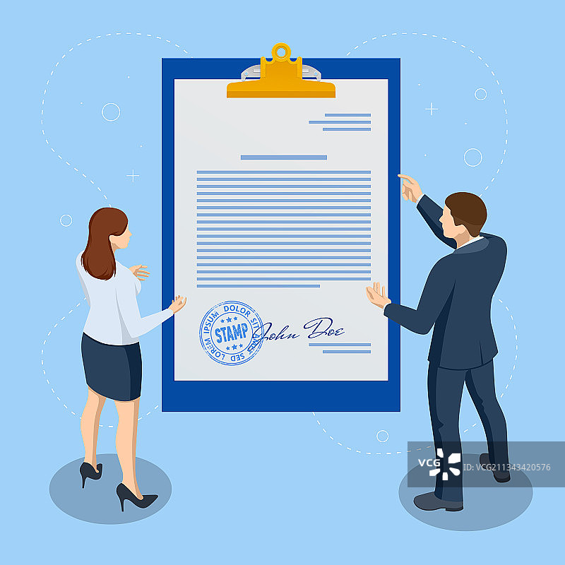 2.5D签订盖章合同图片素材