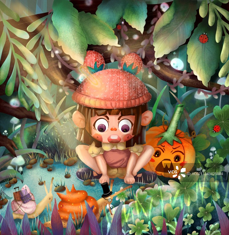 儿童插画森林探索图片素材