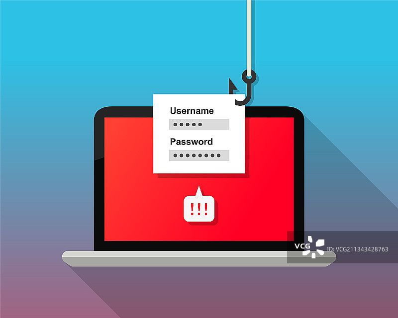 网络钓鱼概念：黑客窃取登录密码图片素材