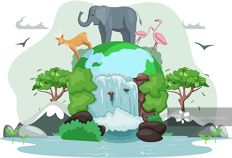 地球栖息地植物与野生动物图片素材