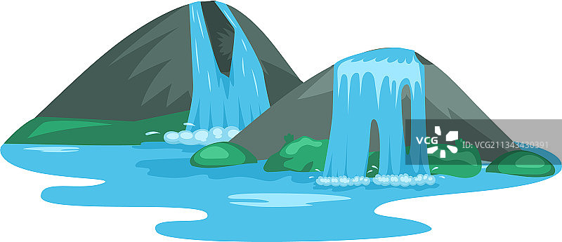 从悬崖上落下的水流瀑布图片素材