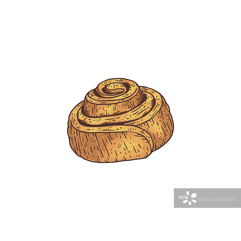 手绘雕刻肉桂甜软面包图片素材