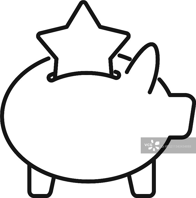 奖励小猪储蓄罐图标轮廓样式图片素材