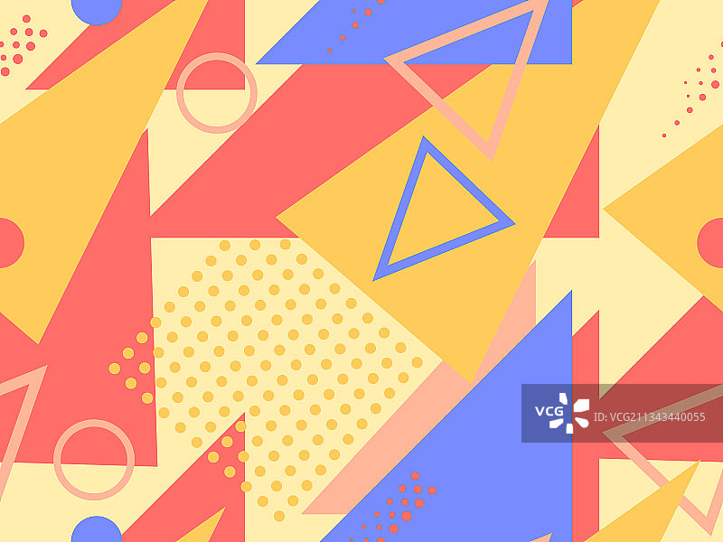 具有孟菲斯风格的80年代几何无缝图案图片素材