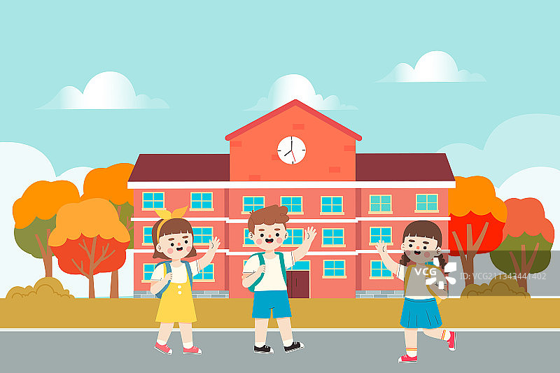 同学们返校矢量插画图片素材