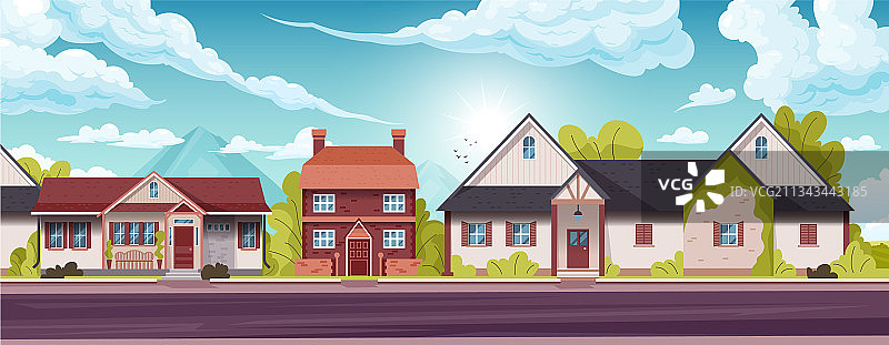 横版郊区别墅图片素材