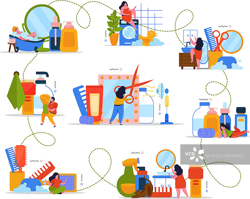 沐浴时间扁平化信息图图片素材