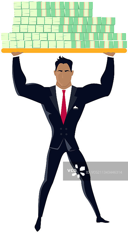 举起沉重美元的健壮商人图片素材