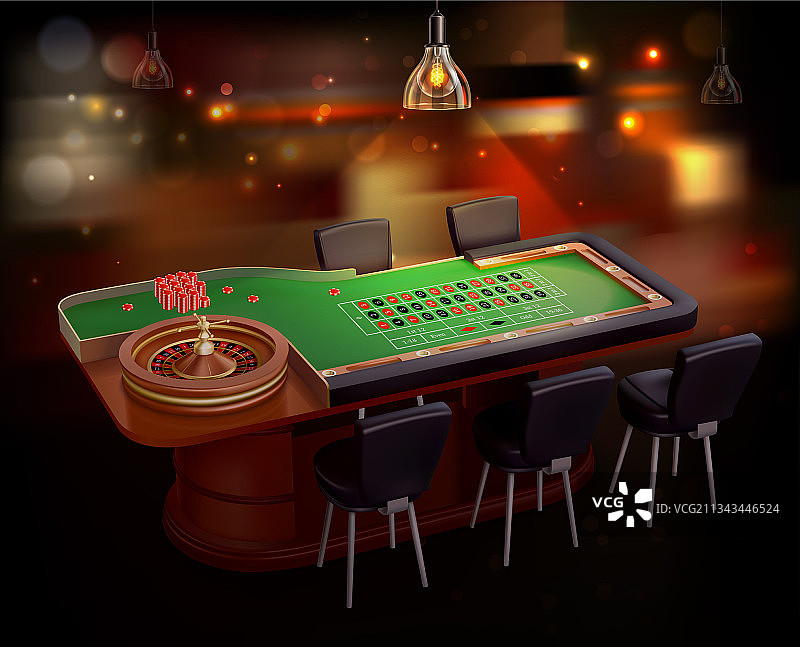 赌场中的轮盘赌桌图片素材