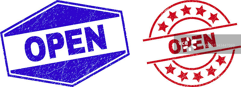 圆形和六边形做旧邮票图片素材