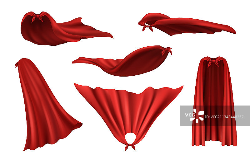 红色丝绸雨衣超级英雄披风图片素材