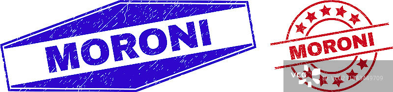 莫罗尼圆形和六边形橡皮图章图片素材