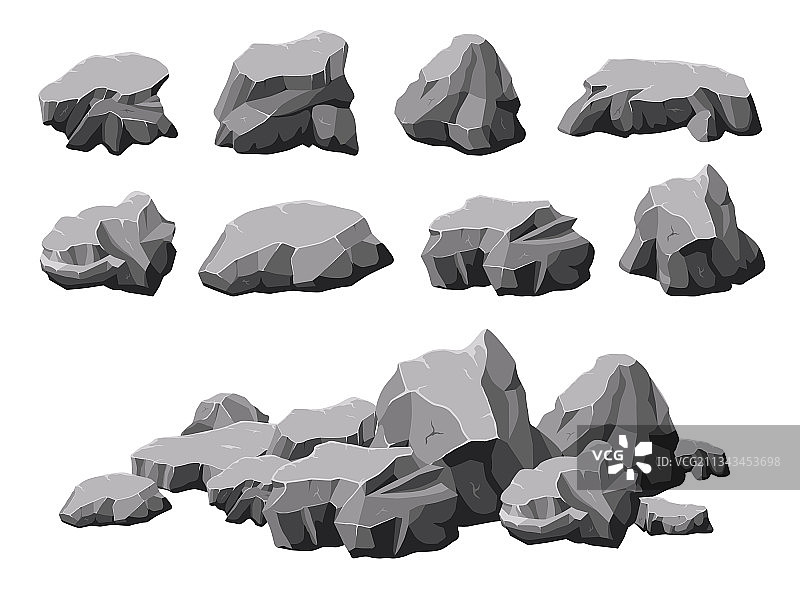 卡通石头破碎的岩石堆3D设计图片素材