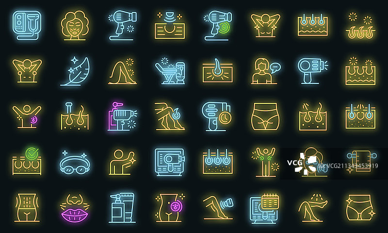 激光脱毛图标霓虹灯图片素材