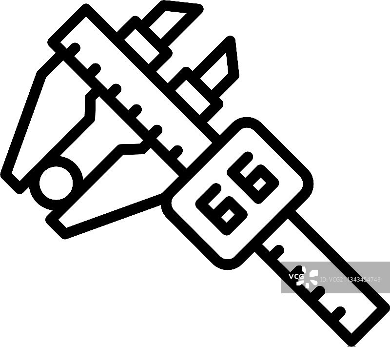 数字千分尺金属图标线框风格图片素材