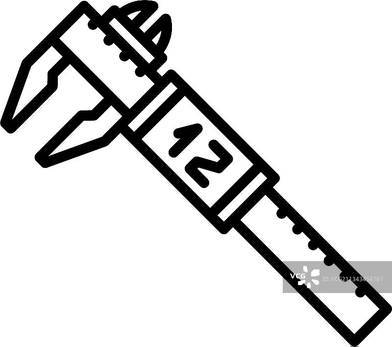数字千分尺对象轮廓图标图片素材