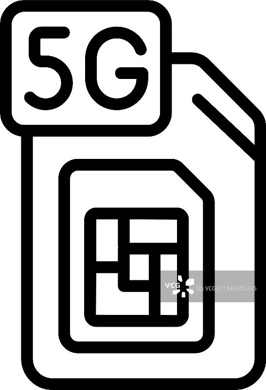 5G网络SIM卡图标轮廓样式图片素材