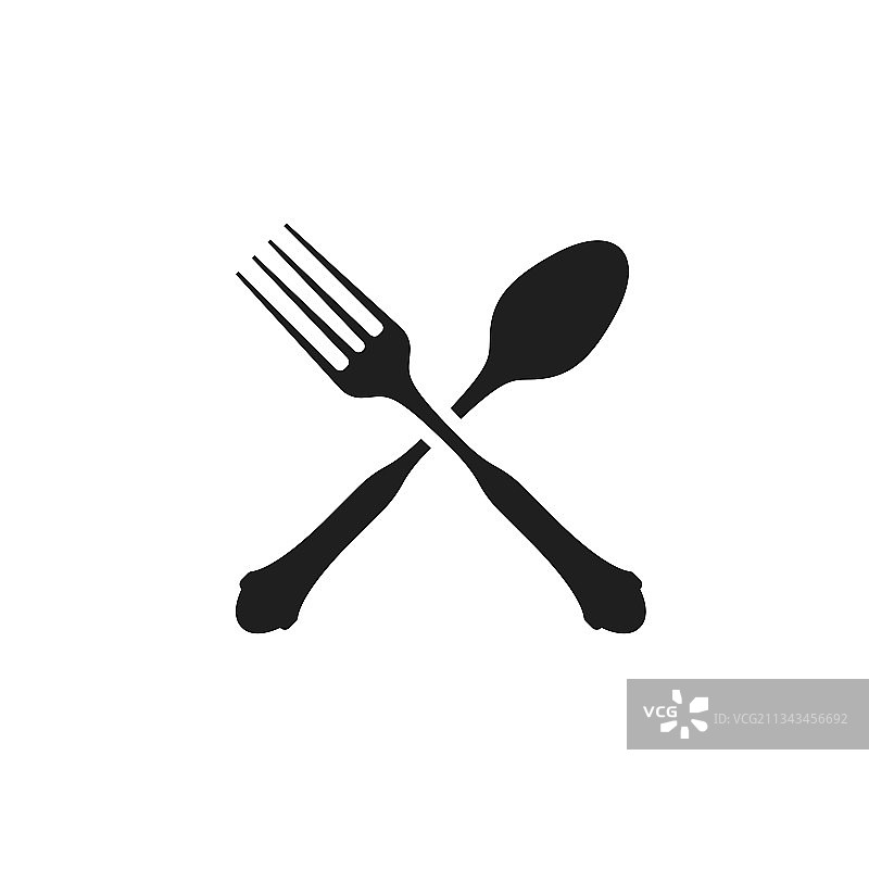 交叉的勺子和叉子图标图片素材