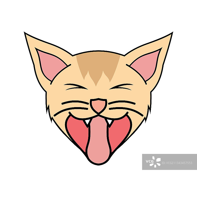 可爱卡通小猫打哈欠LOGO模板图片素材
