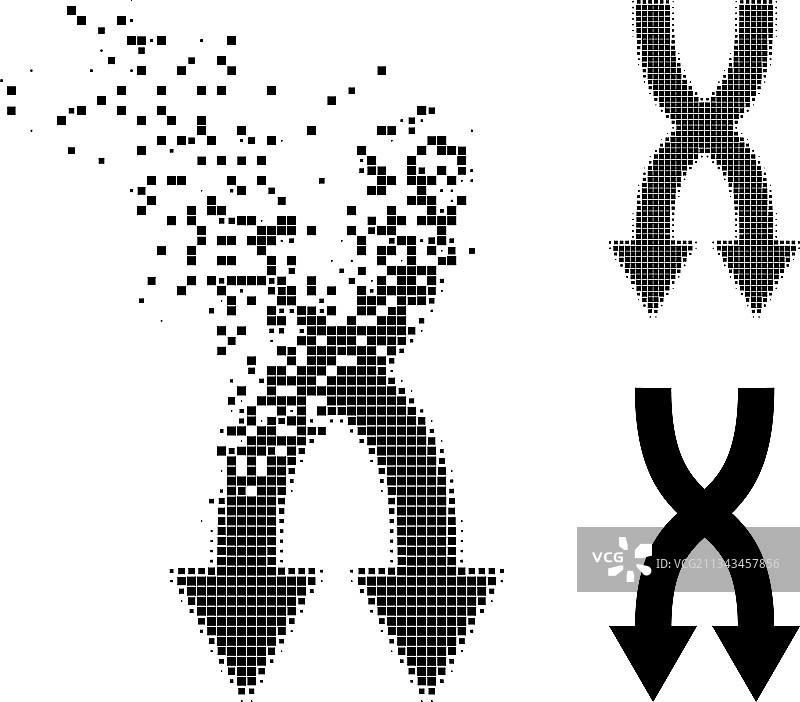 分解和半色调点向下箭头图片素材