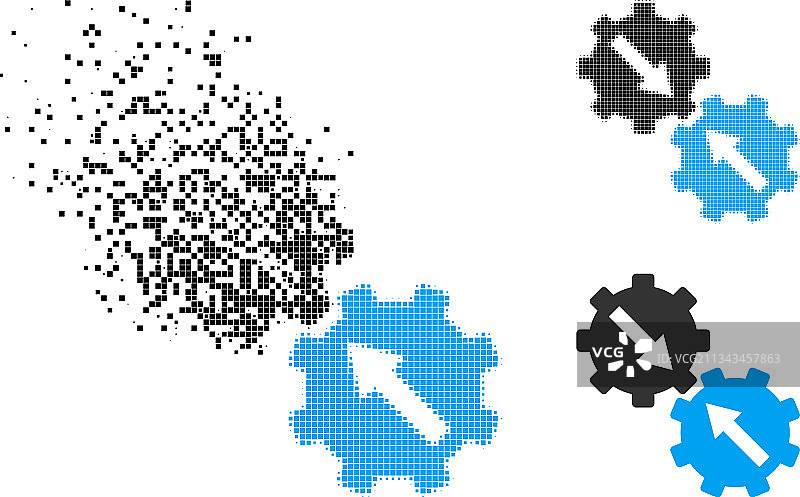 破损和半色调点状齿轮集成标志图片素材