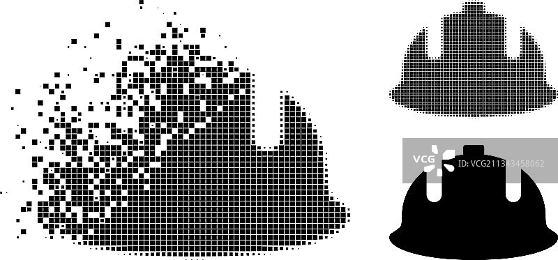 消散的半色调点状建筑头盔图片素材