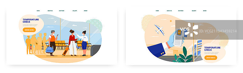 机场体温检测引导页设计图片素材